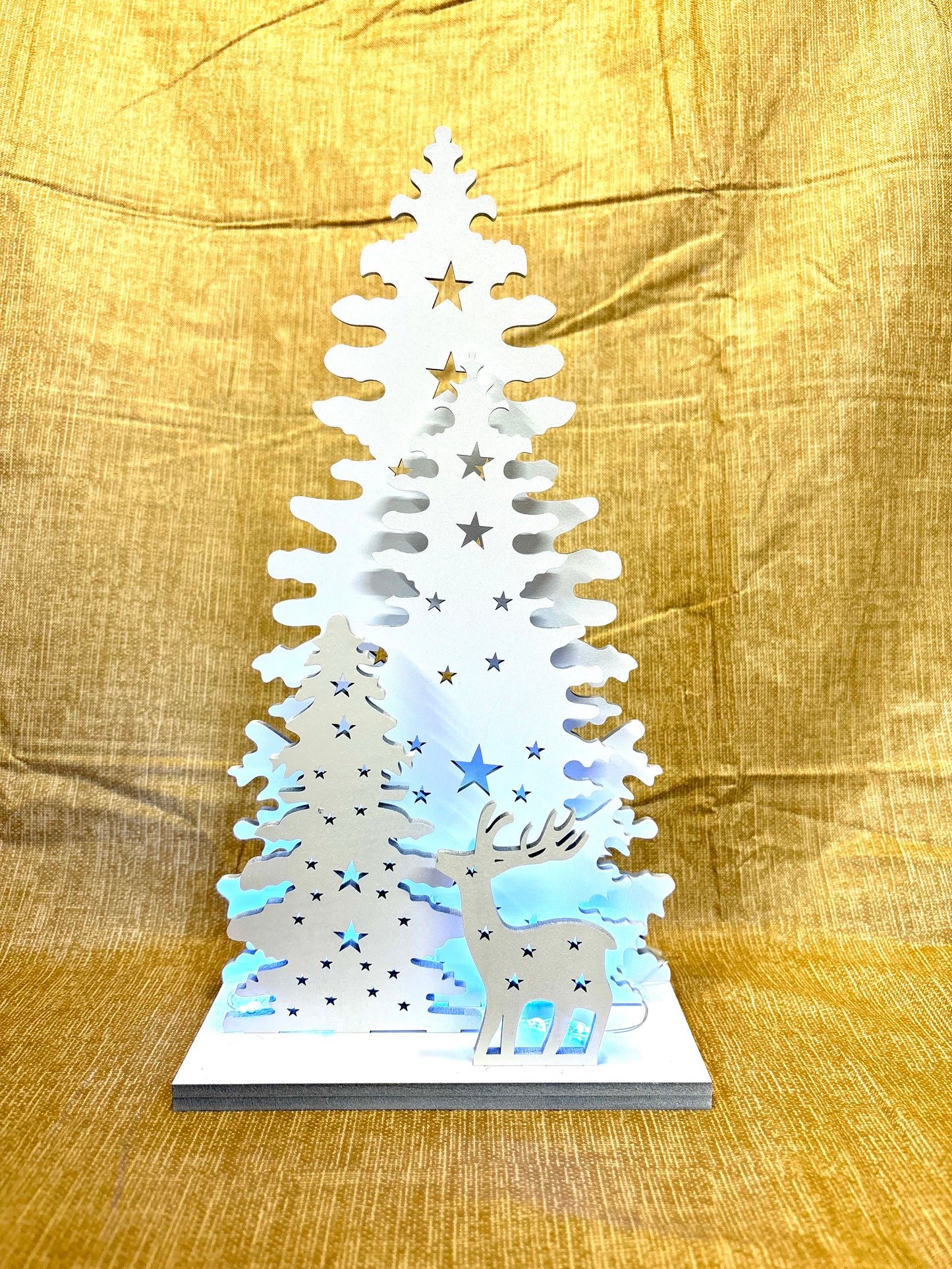 White Christmas Tree lighted shelf sitter