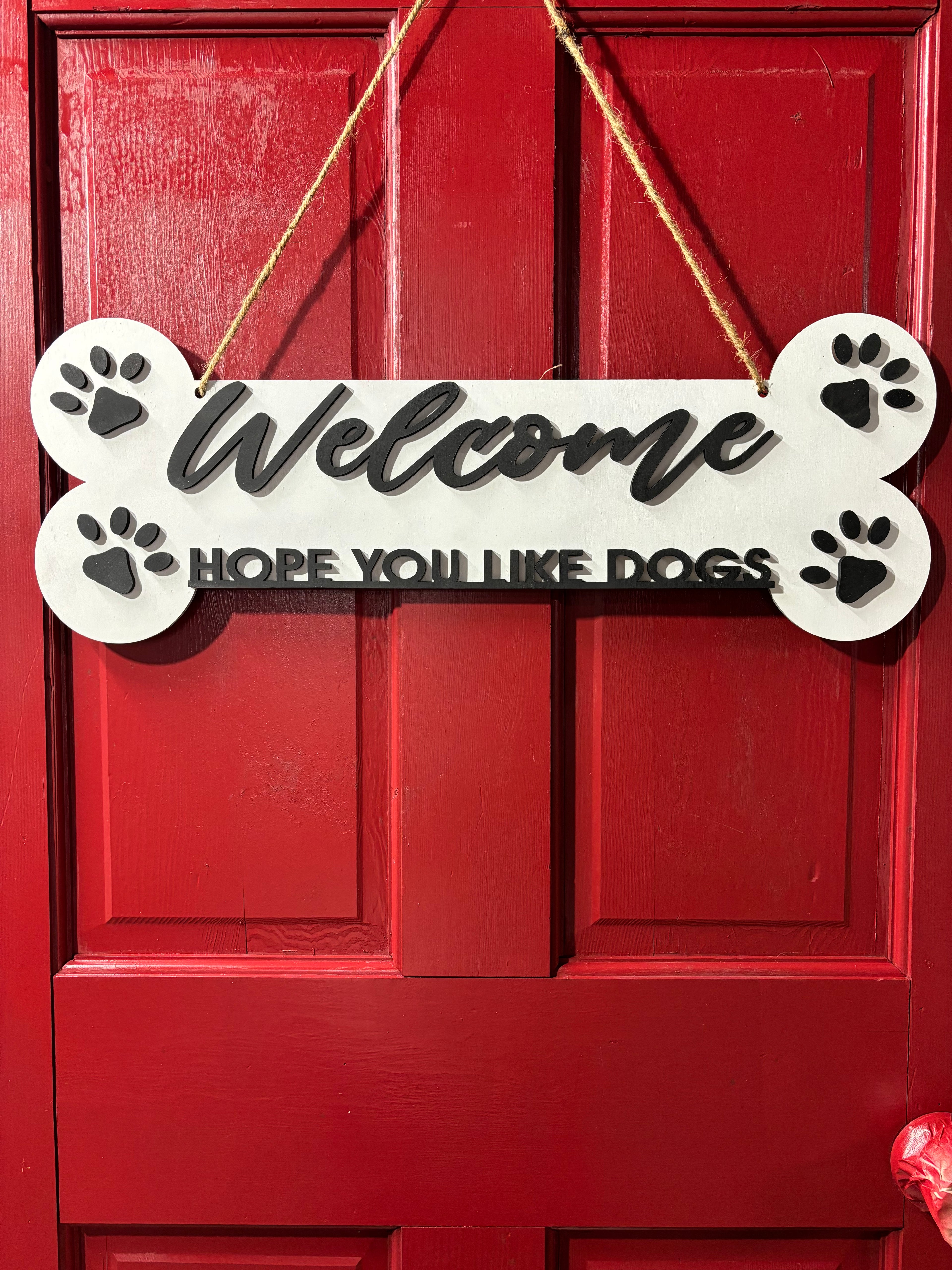Dog bone welcome sign