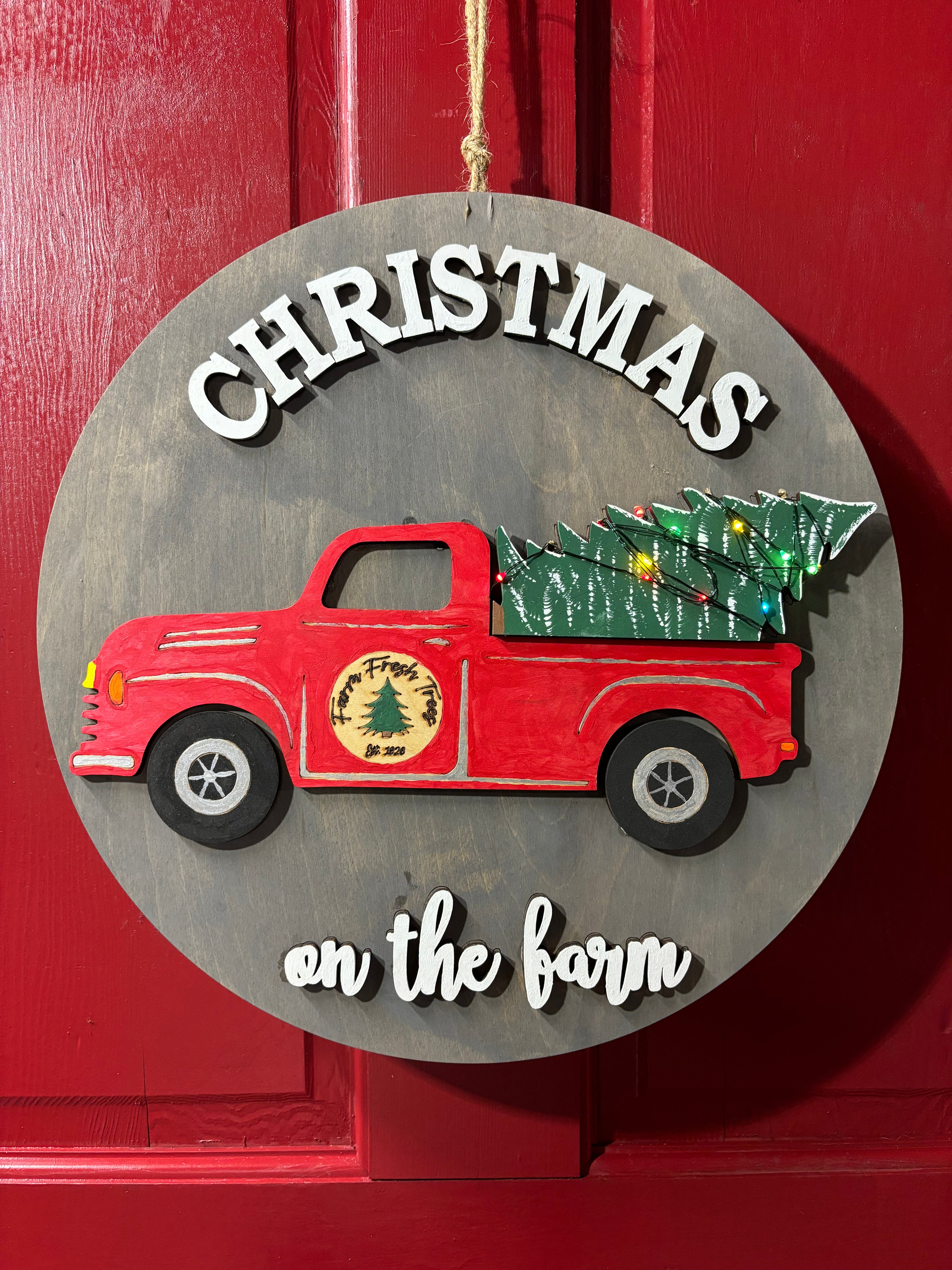 Farm Christmas Lighted sign