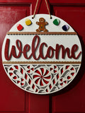Candy cane welcome sign